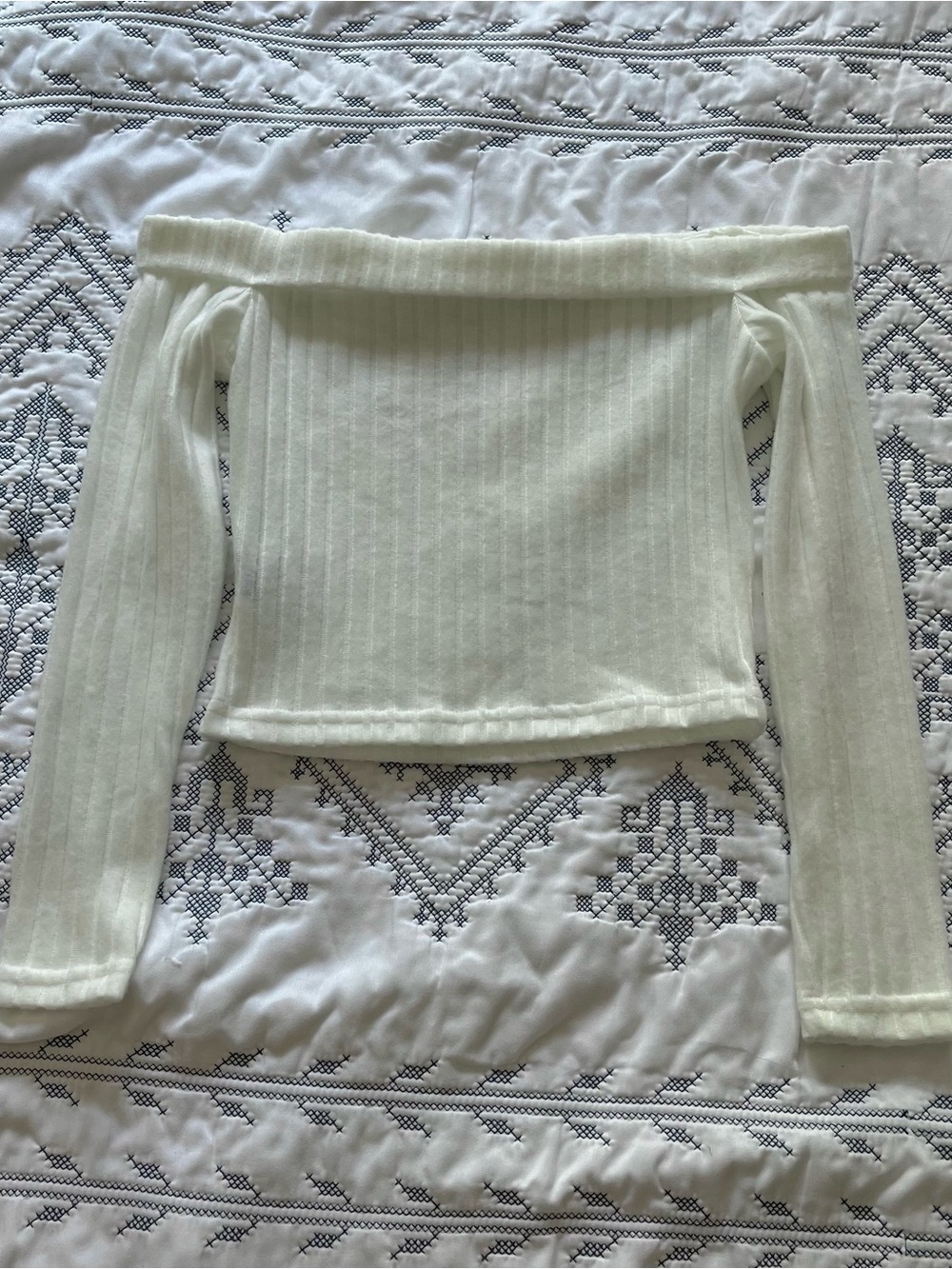 Women’s White Ribber Off The Shoulder Top Size XS NWOT